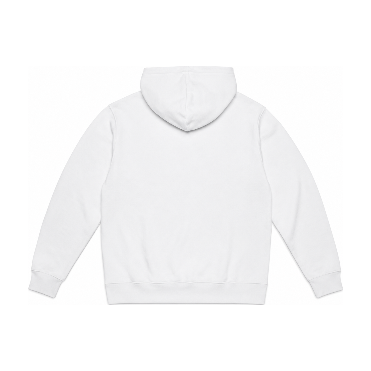 Sweat a capuche blanc uni vue de dos, pose a plat
