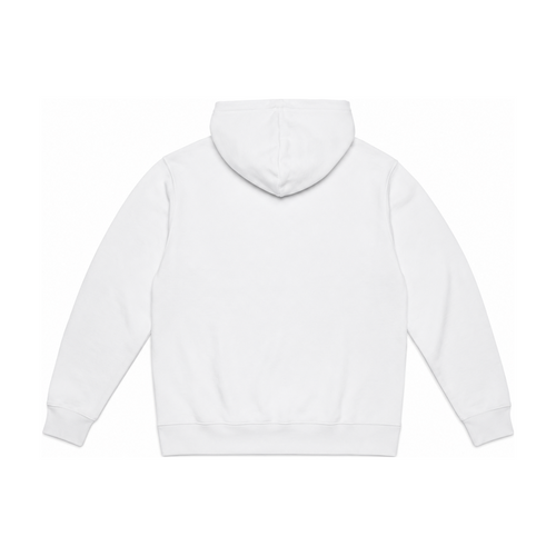 Sweat a capuche blanc uni vue de dos, pose a plat