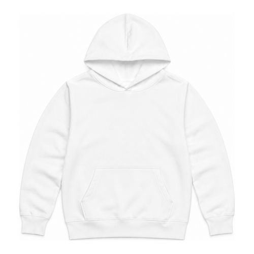 Sweat a capuche blanc uni vue de face, pose a plat