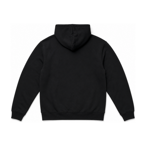 Sweat a capuche noir uni vue de dos, pose a plat