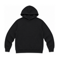Sweat a capuche noir uni vue de face, pose a plat