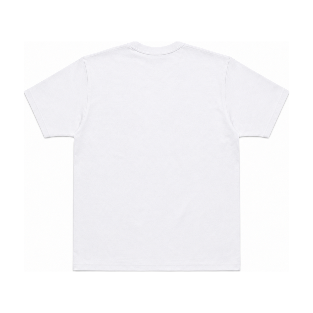 T-shirt blanc uni vue de dos, pose a plat