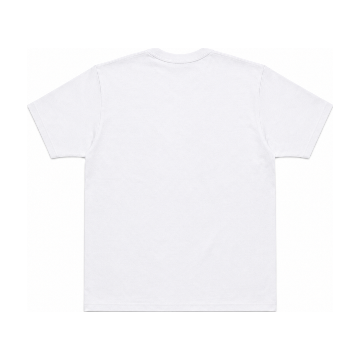 T-shirt blanc uni vue de dos, pose a plat