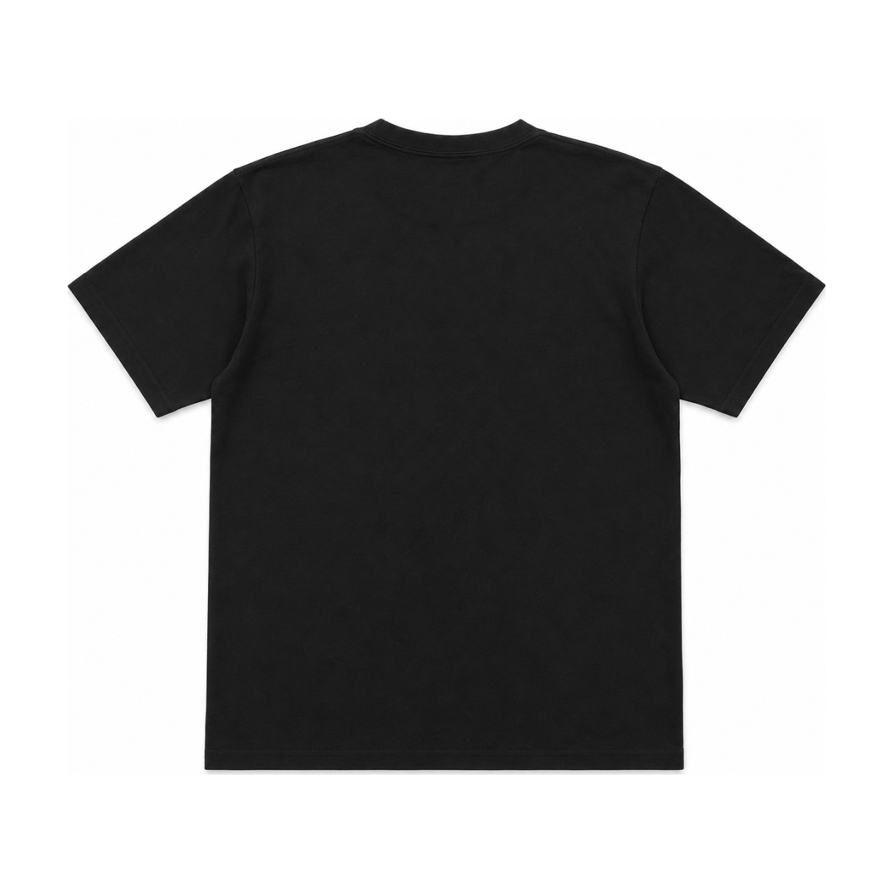 T-shirt noir uni vue de dos, pose a plat